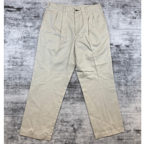 Tommy Hilfiger Other - Tommy Hilfiger Mens Pleated Chino Pants Beige Khaki Cotton 36x30 Straight Leg